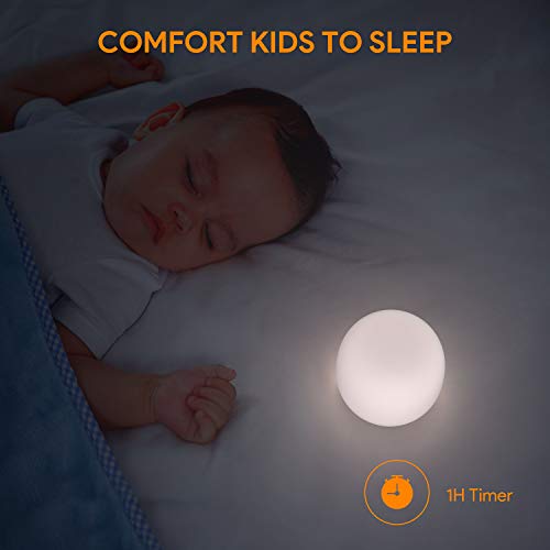 Luces nocturnas para niños, Gladle luz mesita de noche infantil, lámpara de mesa de noche recargable para lactancia, control táctil y ajuste del temporizador, tiempo de ejecución de 100 horas