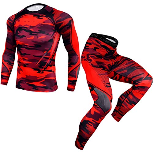 Luckycat Dos Piezas Conjunto de Compresion Hombre Conjunto Ropa de compresión Hombre Leggings Deportiva Camiseta Fitness Ejercicio Pantalones para Running Ciclismo Ropa Deportiva Hombre