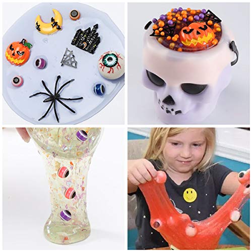 Luclay Slime Kit de Suministros de Halloween, Kit de Limo Esponjoso de Bricolaje, Juego de Limo de Cristal para niñas, niños, Juguetes, Accesorios para Manualidades artísticas para niños