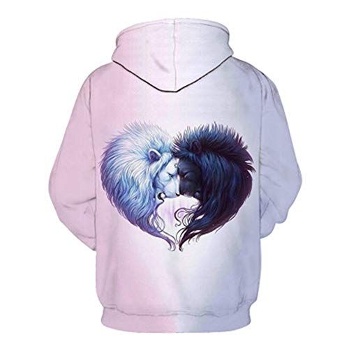 LUONE HD 3D de impresión suéter, Sudadera con Capucha león 3D, Ropa Animal, la Camiseta de Deporte Unisex Ropa,M