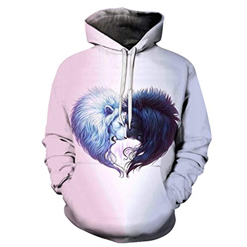 LUONE HD 3D de impresión suéter, Sudadera con Capucha león 3D, Ropa Animal, la Camiseta de Deporte Unisex Ropa,M