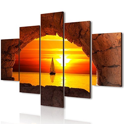 Lupia Quadro Moderno multipannello su Legno Vogue 66X115 Finestra Sul Tramonto