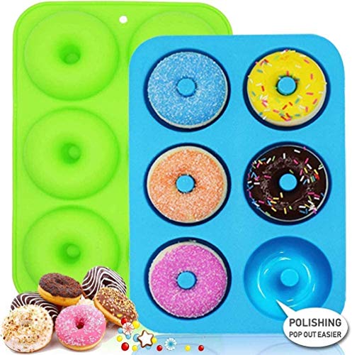 LURICO 2 Pcs Moldes de Silicona Donut - Se Puede Utilizar en hornos, microondas y frigoríficos, para Hacer Galletas, Magdalenas, Pasteles, Bagels, Rosquillas