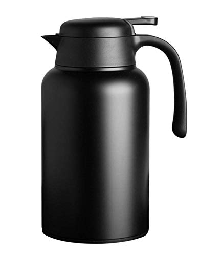 Luvan 18/10 Jarra Térmica Termo, Anti-Goteo, Anti-Quemaduras, La cafetera de Aislamiento, café, (Negro, 2.0L)