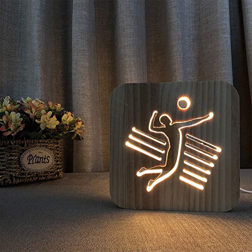 Luz de Noche Deportiva de Madera lámpara de Mesa Personalizada fútbol Baloncesto Voleibol béisbol lámpara de Mesa Amigo cumpleaños Trofeo Regalo