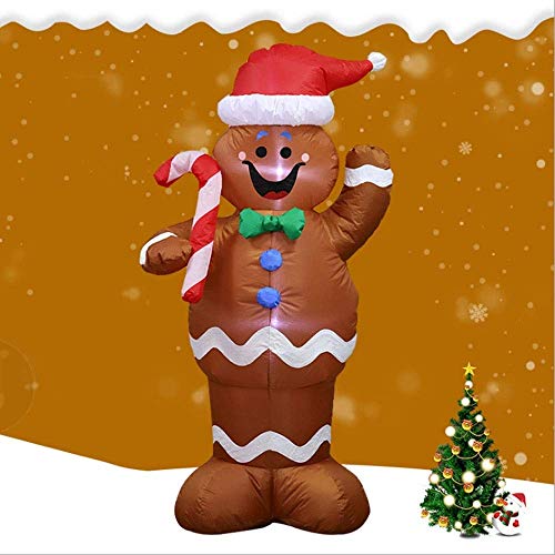 Lxixd Biscuit Hombre con luces LED de interior patio al aire libre Césped Decoración - Vacaciones bonito y divertido Blowing Espectáculos Fiesta de Navidad 150cm inflable de Navidad Galletas del hombr