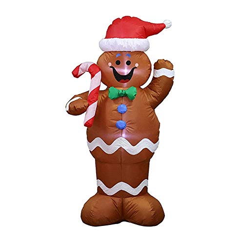 Lxixd Biscuit Hombre con luces LED de interior patio al aire libre Césped Decoración - Vacaciones bonito y divertido Blowing Espectáculos Fiesta de Navidad 150cm inflable de Navidad Galletas del hombr