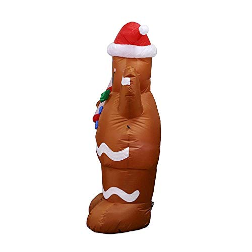 Lxixd Biscuit Hombre con luces LED de interior patio al aire libre Césped Decoración - Vacaciones bonito y divertido Blowing Espectáculos Fiesta de Navidad 150cm inflable de Navidad Galletas del hombr