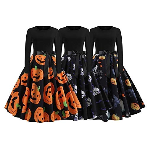 LXJ Halloween, accesorios de fiesta de Halloween, decoración, vestido de Halloween de manga larga, vestido de princesa Swing vestido para fiesta de festivales M-XXL (color: naranja, tamaño: XL)