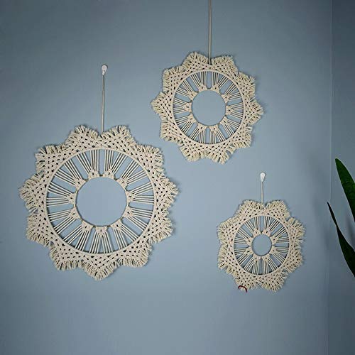 Lxxiulirzeu Macrame Colgar de la Pared de la Mano Tejidas a Ronda Tapiz Boho Decoración nórdica Cabecera tapicería de la Pared de Bricolaje Mandala Tapiz Histórico (Color : 46cm)