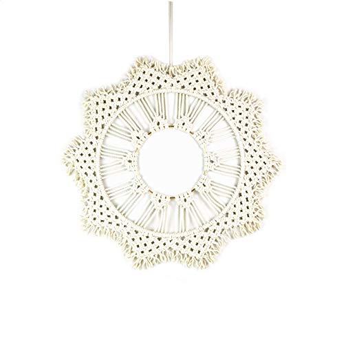 Lxxiulirzeu Macrame Colgar de la Pared de la Mano Tejidas a Ronda Tapiz Boho Decoración nórdica Cabecera tapicería de la Pared de Bricolaje Mandala Tapiz Histórico (Color : 46cm)