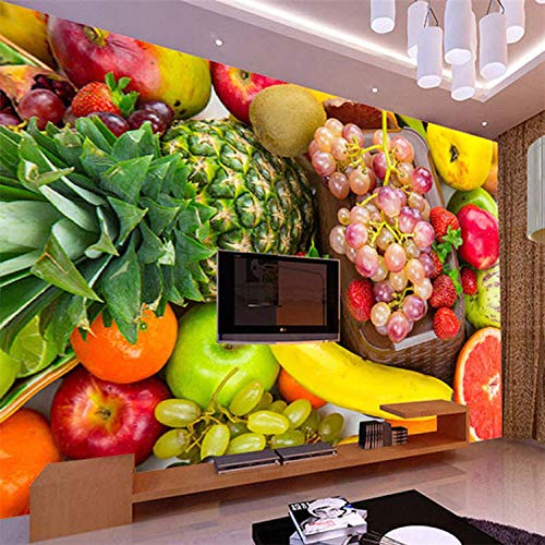 LYBH Papel tapiz mural 3D fondo fotográfico autoadhesivo 3D tienda de frutas frescas mural mercado de verduras supermercado bebida fría helado tienda de té postre café tienda de frut350x256 cm (WxH)