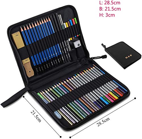 Lypumso Lapices de Dibujo Artístico, Set de Lápices Colores Profesional Bosquejo Carbón Grafito Sticks, Estuche Lápices de Color. Conjunto Ideal para Artistas, Adultos y Niños (51 Piezas)