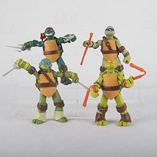 LZH Animado Tortugas Ninja Conjunto De 4 Modelos Articulados Personajes De Anime Personajes Infantiles De Cumpleaños De La Colección del Regalo 12cm