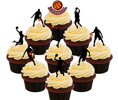 Made4you - Paquete de fiesta de temática de baloncesto, decoración comestible para tartas o magdalenas, Impreso comestible, Pack of 36