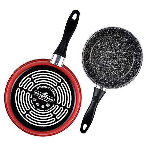 Magefesa K2 Rojo - Set Juego 3 Sartenes 18-20-24 cm, inducción, Antiadherente Piedra Libre de PFOA, Limpieza lavavajillas Apta para Todas Las cocinas, vitroceramica, Gas, Fabricadas en España