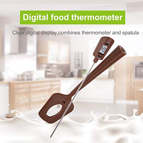 MAGT Termómetro Digital Profesional De Chocolate, Cocina Portátil Y Espátula De Caramelo Lector Y Agitador De Temperatura En Uno, Nylon + Silicona, Ideal para Chocolate, Cremas, Salsas Y Jarabes