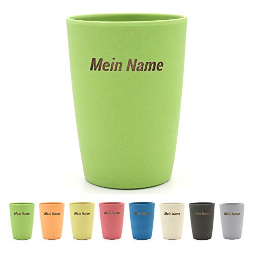 Magu 461 - Vaso de bambú con nombre personalizado, color verde