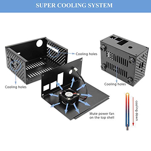 MakerHawk Estuche metálico Raspberry Pi con Ventilador de enfriamiento e Interruptor de Control de energía para Raspberry Pi X820 V3.0 SSD/HDD Placa de expansión de Disco Duro SATA de 2,5 Pulgadas