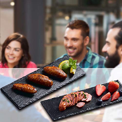 MALACASA, serie Nature.Slate, Placa de Pizarra 30x10cm, Juego de 2 Placa de Buffet Bandeja