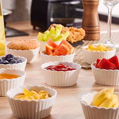 MALACASA, Serie Ramekin.Dish Cuencos Moldes para Horno 16PCS Super Mini 2,75"- Cuenco de Postre, Creme Brulee, Soufflé, Snack Aperitivo Cuencos Porcelana