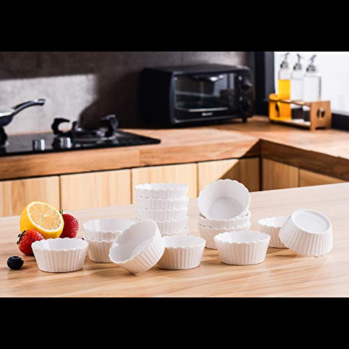 MALACASA, Serie Ramekin.Dish Cuencos Moldes para Horno 16PCS Super Mini 2,75"- Cuenco de Postre, Creme Brulee, Soufflé, Snack Aperitivo Cuencos Porcelana