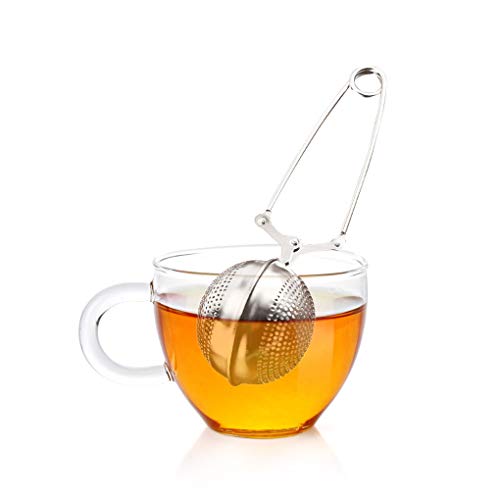 Malla Snap Bola Suelta la Hoja Ball Tea de té Infusor con Mango de Acero Inoxidable Especias Tamiz Filtro de té