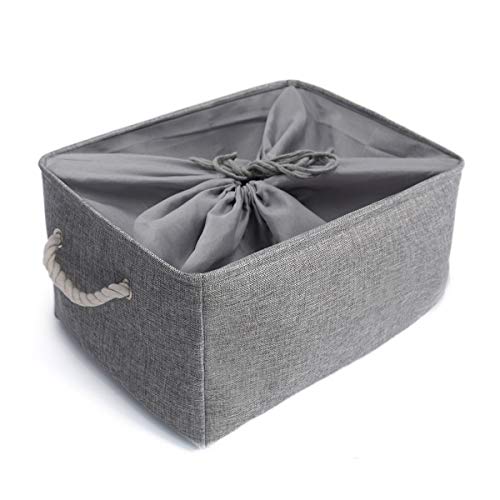 Mangata Cesta de Almacenamiento de Tela, Caja de Almacenamiento de Lona Engrosada Plegable con Asas de Cuerda para Ropa, Juguetes (Gris, Xxlarge)