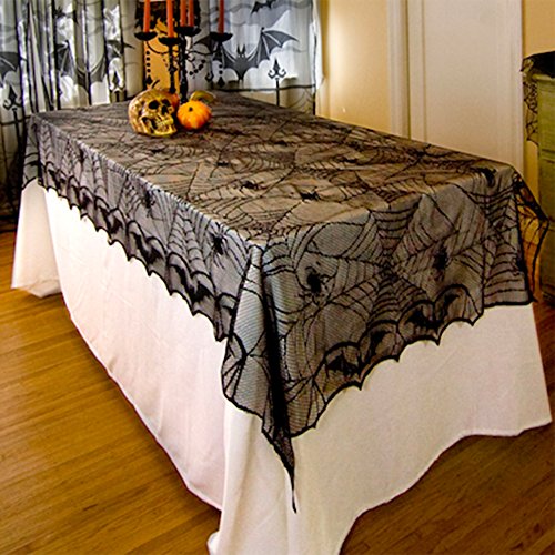 Mantel gótico de encaje para Halloween de Awtlife, decoración de fiesta con telarañas, 122 x 244 cm