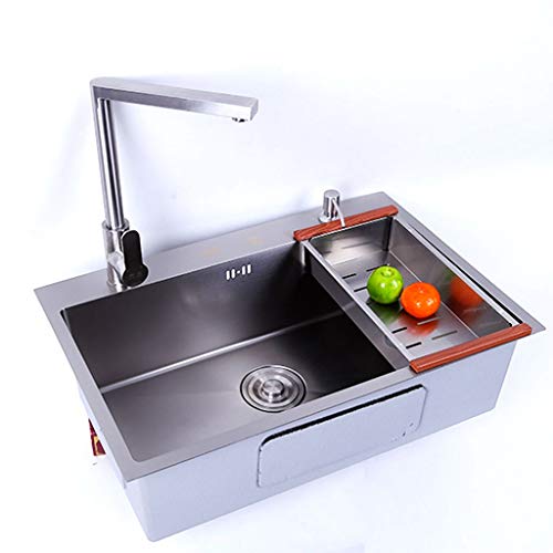 Manual de Acero Inoxidable Espesado un Solo Tanque de Lavado del Fregadero de Cocina Grande Pot Dishwash Piscina Solo Vaso Fregaderos de un seno 12.9