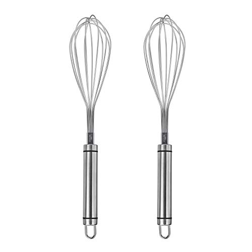 MaoXinTek Batidor Manual de Acero Inoxidable Batidor de Huevos Herramienta de Cocina batidora de 6 alambres para Mezclar, batir, Mezclar y agitar, 12 Pulgadas Plateado