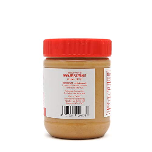 MapleFarm - Mantequilla de cacahuete 100% pura - CRUNCHY - 325g - 100% Pure peanut butter - Sin gluten. Sin azúcares añadidos. Apta para veganos. Sin aceite de palma.