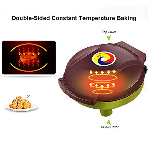 Máquina de Magdalenas Gofrera Antiadherente para Niños DIY Desayuno, Maquina de Hacer Muffins Cupcakes de Dibujos Animados Eléctrica, 1000W,Green