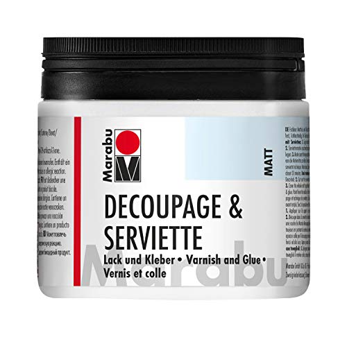 Marabu Kreativ Farbe - Barniz y Pegamento de decoupage con Papel de Cocina, 500 ml, Mate, Transparente