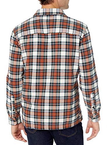 Marca Amazon - Goodthreads - Chaqueta de estilo camisa de franela muy resistente para hombre, Naranja (Rust White Tartan Plaid), (Talla del fabricante: Small)