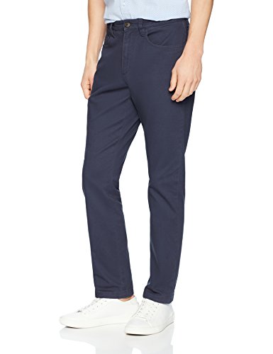 Marca Amazon - Goodthreads Slim-Fit 5-Pocket Chino Pant Pantalones informales, azul marino, 28W / 34L