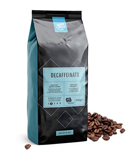 Marca Amazon - Happy Belly Café descafeinado de tueste natural en grano "Decaffeinato" (2 x 500g)