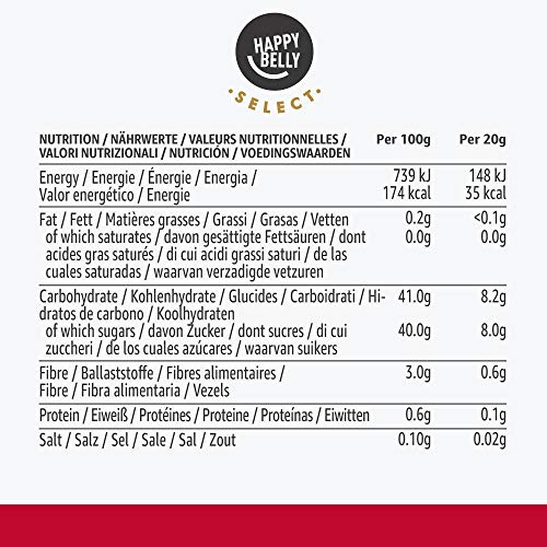 Marca Amazon - Happy Belly Select Mermelada con 70 % de frambuesa y bajo contenido de azúcar, 2 unidades de 310 g