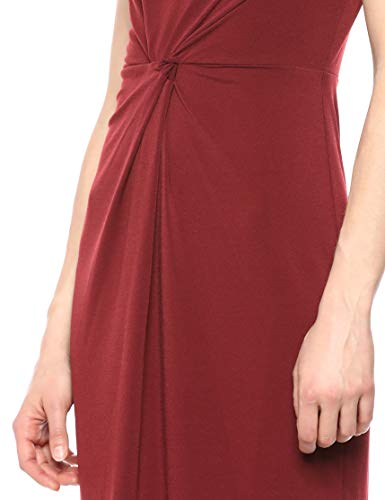 Marca Amazon – Lark & Ro – Vestido retorcido en el centro de punto crepé de manga corta para mujer, Zinfandel, US 12 (EU L)