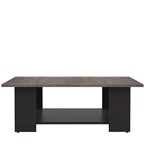 Marca Amazon - Movian Taro - Mesa de centro, 89 x 89 x 30.5 cm (largo x ancho x alto), negro y efecto hormigón