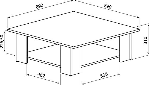 Marca Amazon - Movian Taro - Mesa de centro, 89 x 89 x 30.5 cm (largo x ancho x alto), negro y efecto hormigón