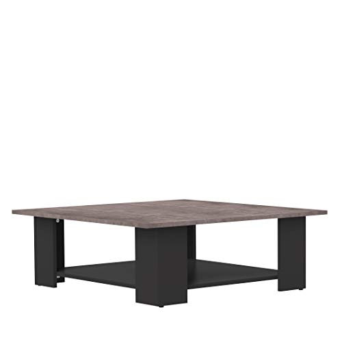 Marca Amazon - Movian Taro - Mesa de centro, 89 x 89 x 30.5 cm (largo x ancho x alto), negro y efecto hormigón