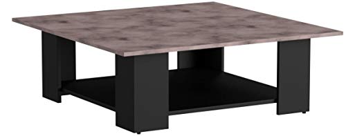 Marca Amazon - Movian Taro - Mesa de centro, 89 x 89 x 30.5 cm (largo x ancho x alto), negro y efecto hormigón