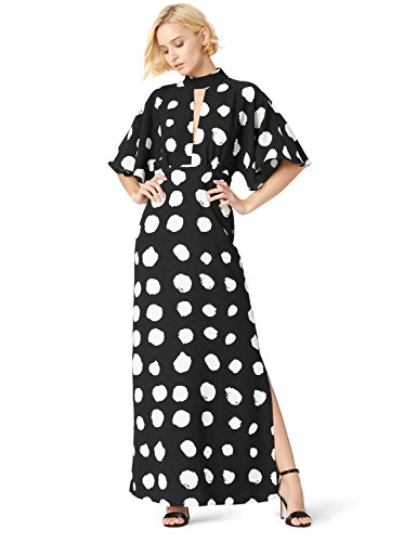 Marca Amazon - TRUTH & FABLE Vestido Mujer Estampado, Multicolor (Black/White), 36, Label: XS