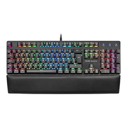 Mars Gaming MK5, teclado mecánico switch rojo, RGB 16.8, software, reposamuñecas