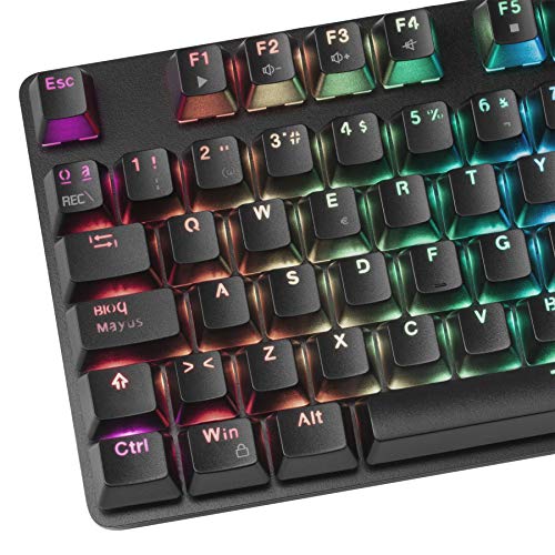 Mars Gaming MK5, teclado mecánico switch rojo, RGB 16.8, software, reposamuñecas