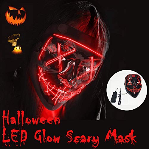 Máscara LED Halloween, Máscara de Grimace de Halloween con 4 Modos de Iluminación, Luminosa Craneo Esqueleto Mascaras, para Navidad, Halloween, Grimace Festival, Fiesta Show y Cosplay