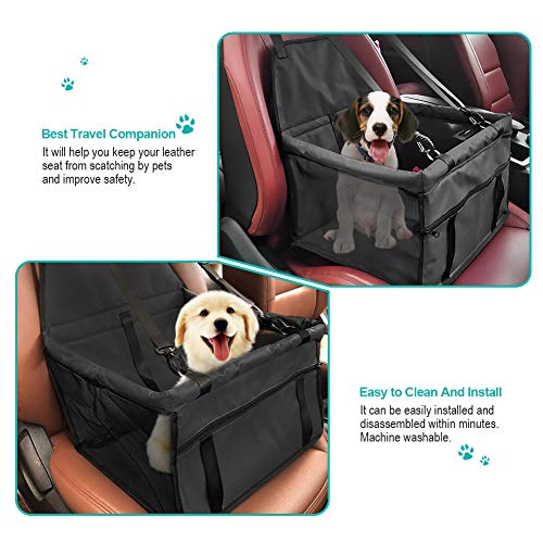 Mascota Coche Asiento Carrier - Car Booster Bolsa portátil y Transpirable para Perros Cat hasta 25LB (Negro)