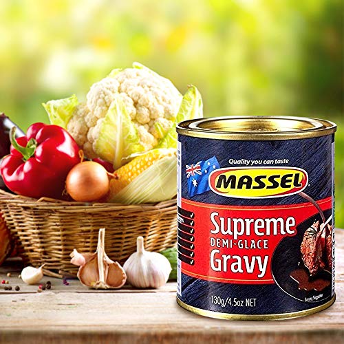 Massel Gravy Powder - Vegano, Sin Gluten, Certificado Kosher, Sabor Supremo Demi-Glace - 130g, Paquete de 1 Mezcla Instantánea de Salsa