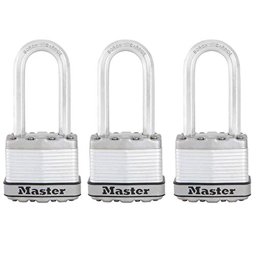 MASTER LOCK Candado Alta Seguridad [Llaves] [Acero Laminado] [Exterior] [Arco M] M1EURTRILH - Ideal para Portales, Garages, Sótanos